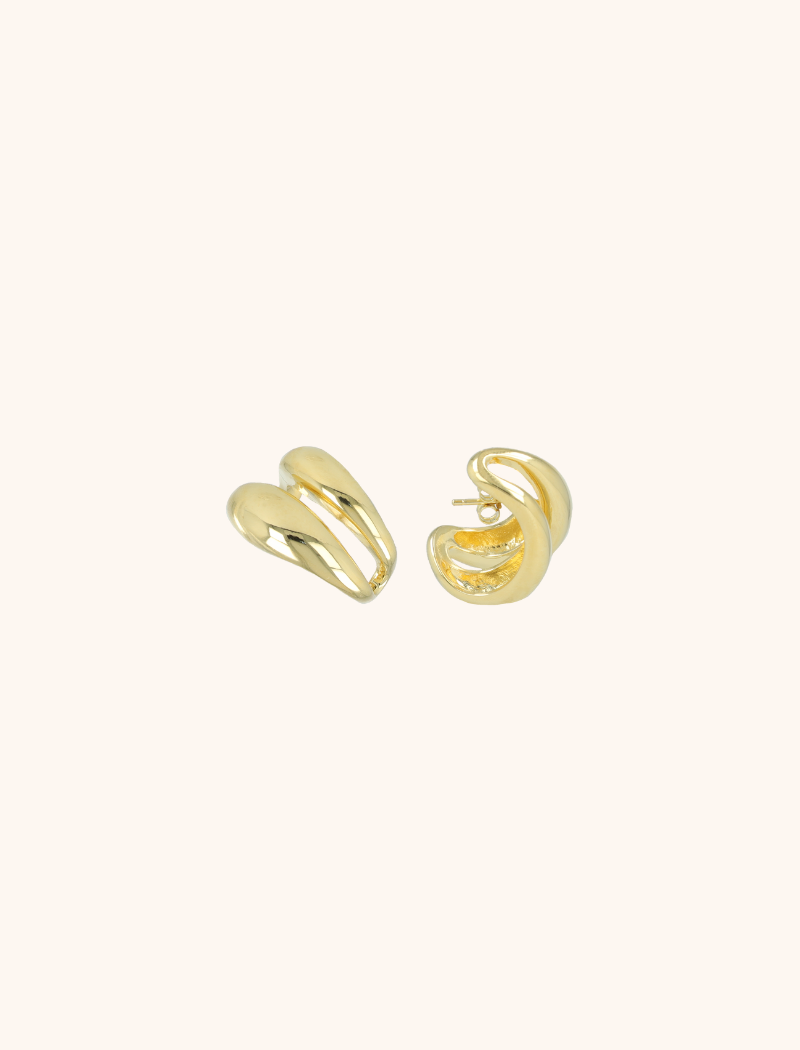 Goldene Ohrringe Doppel Creole (Messing)  