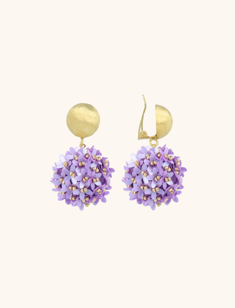 Lilac Earrings Daisy Globe M Flower Clip