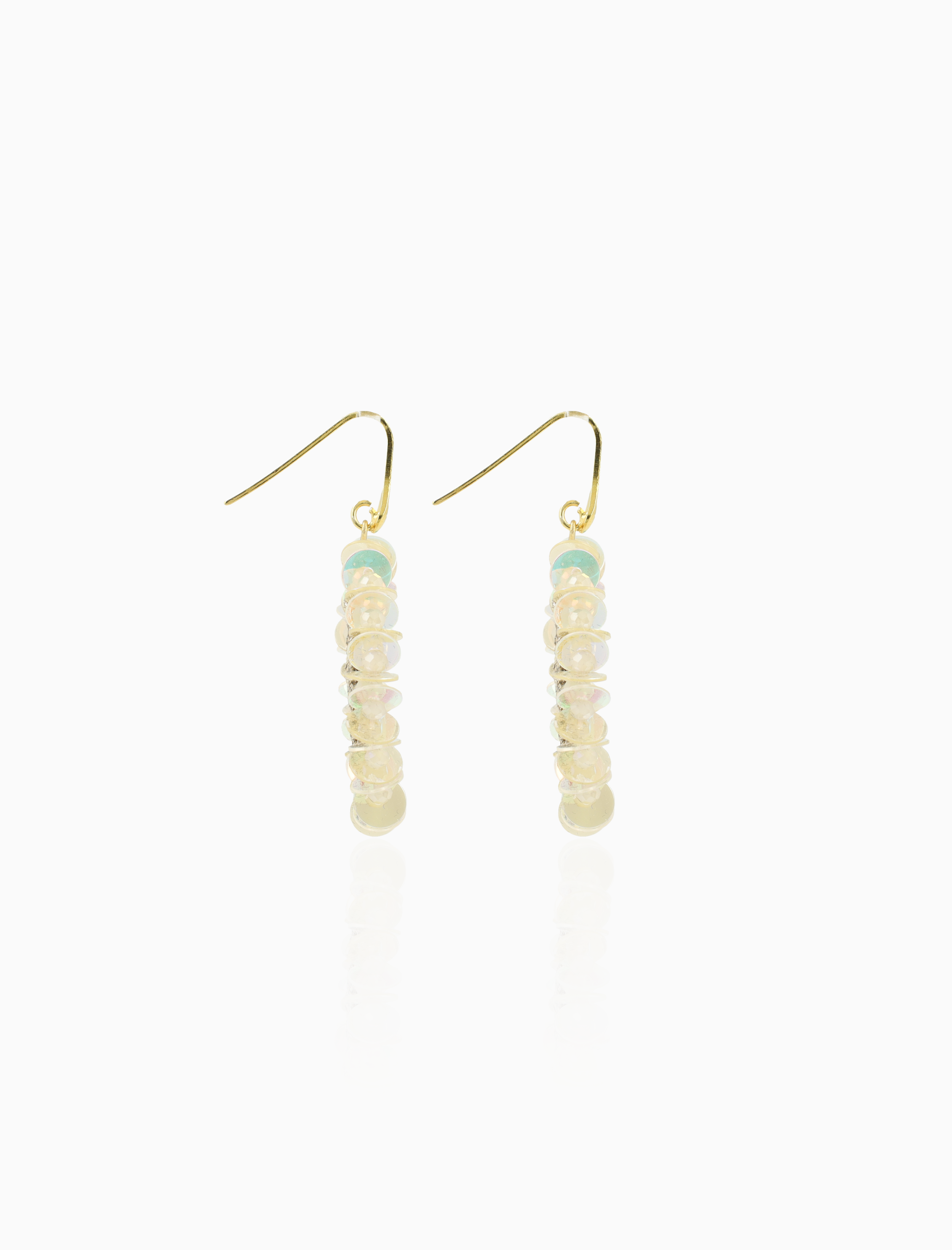 Warm Beige Earrings Drop Crystall S w/ Sequins Robin