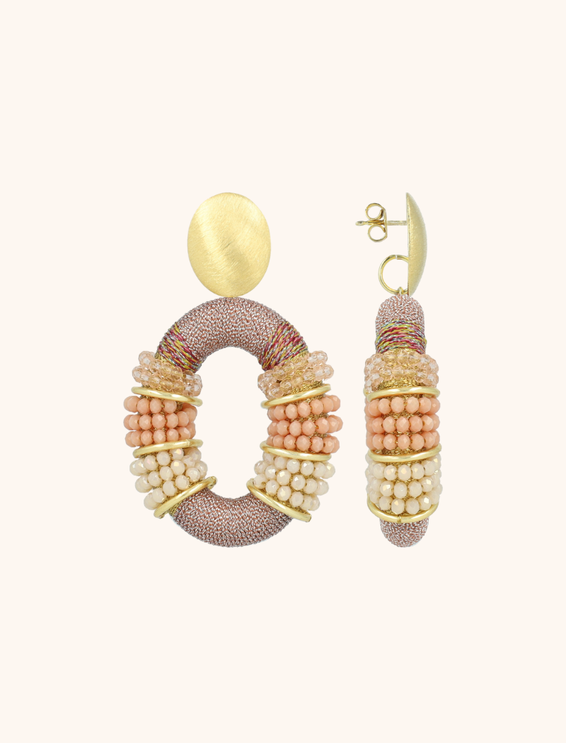 Coral Mix Earrings Elle Combi Oval Deluxe L  