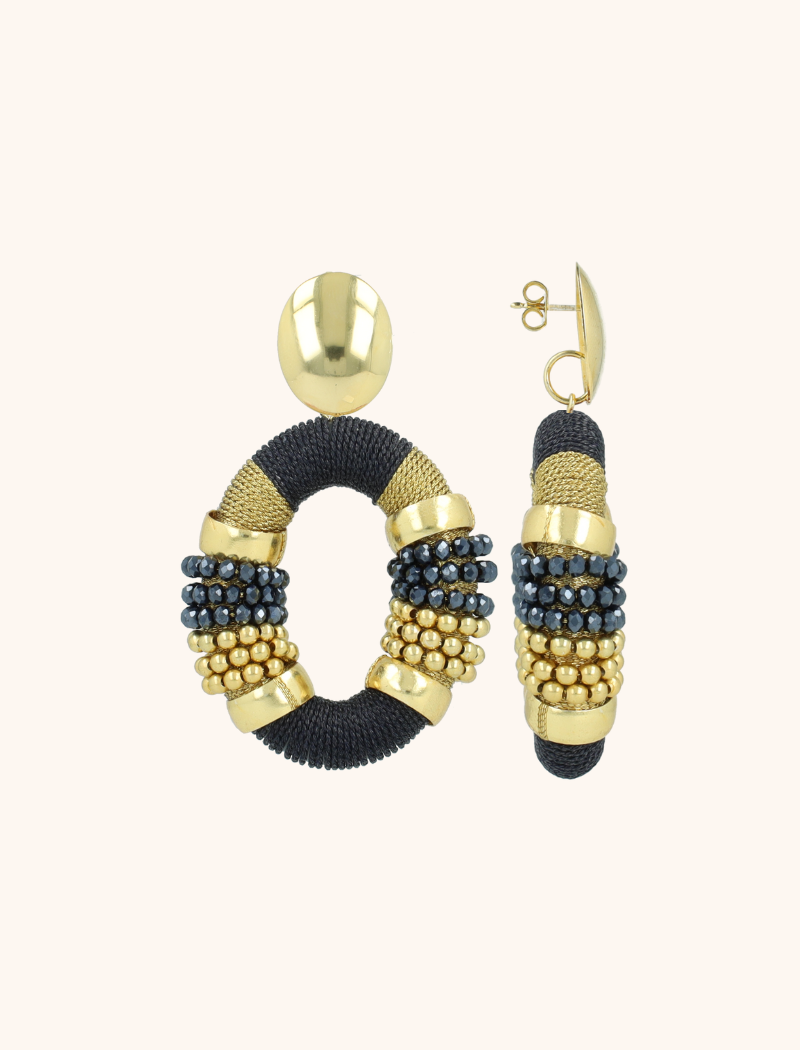 Elemental Blue/Gold Oorbellen Caroline Combi Oval L Premiumlott-theme.productDescriptionPage.SEO.byTheBrand