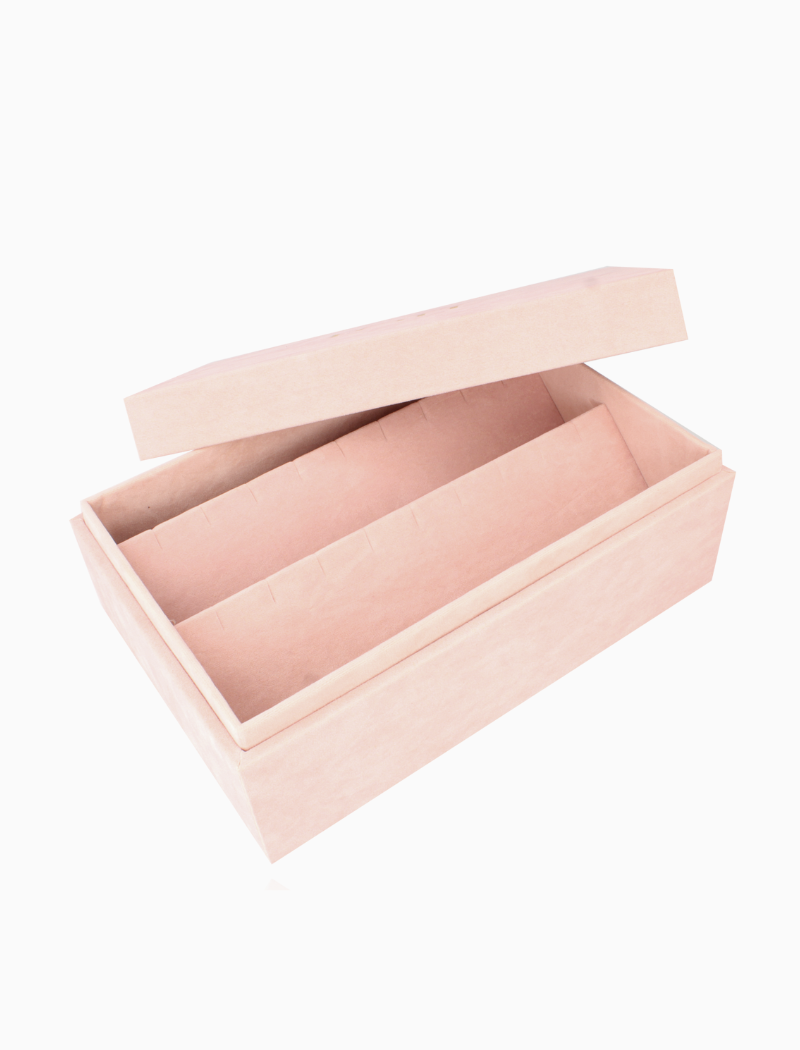 Roze Velvet Sieradenbox 8 Paar - M