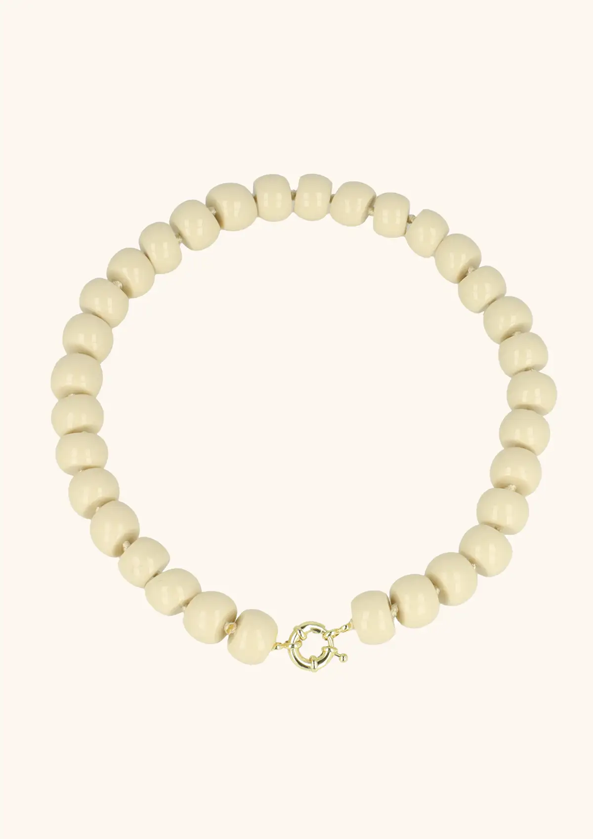 Cremekleurige Ketting met Rondel Steentjes
