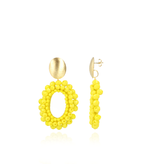 Yellow earrings Ilvy Open Oval Double M
