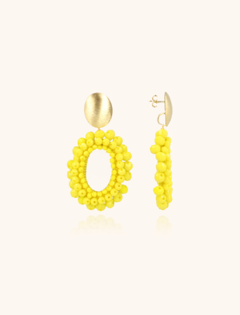 Yellow earrings Ilvy Open Oval Double M