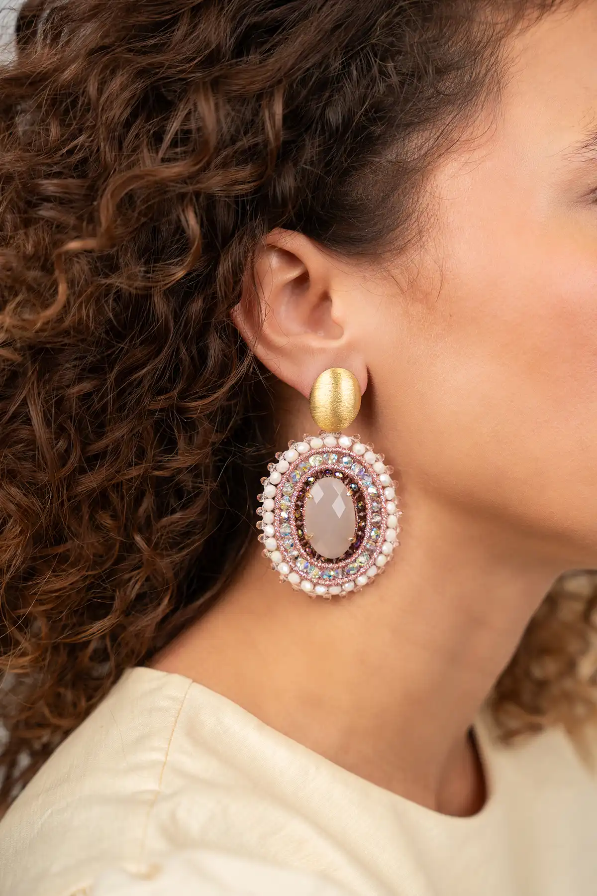 Light Pink Mix Earrings Jamie Filled Oval 3 Rings With Stone  lott-theme.productDescriptionPage.SEO.byTheBrand