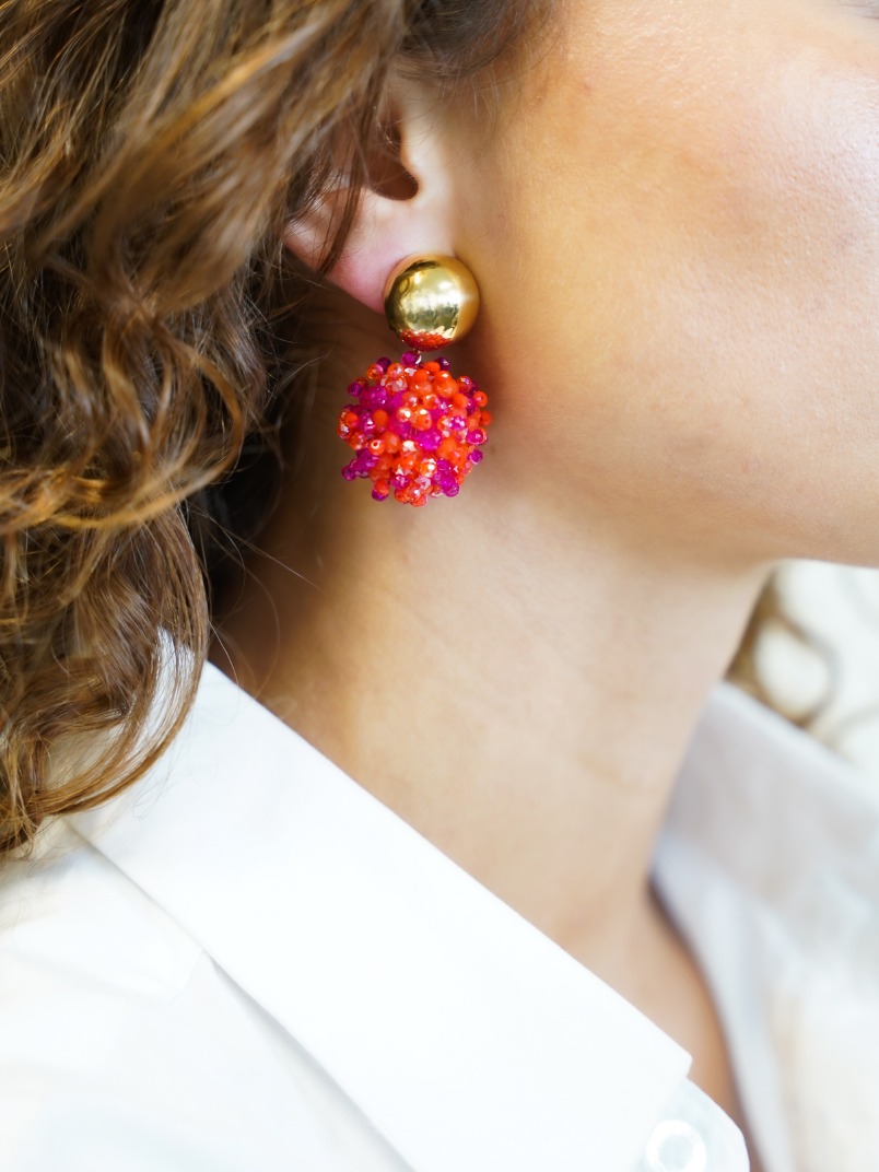 Mixed Fuchsia Earrings Clip Louise Glassberry Globe L Double Stones Tonal