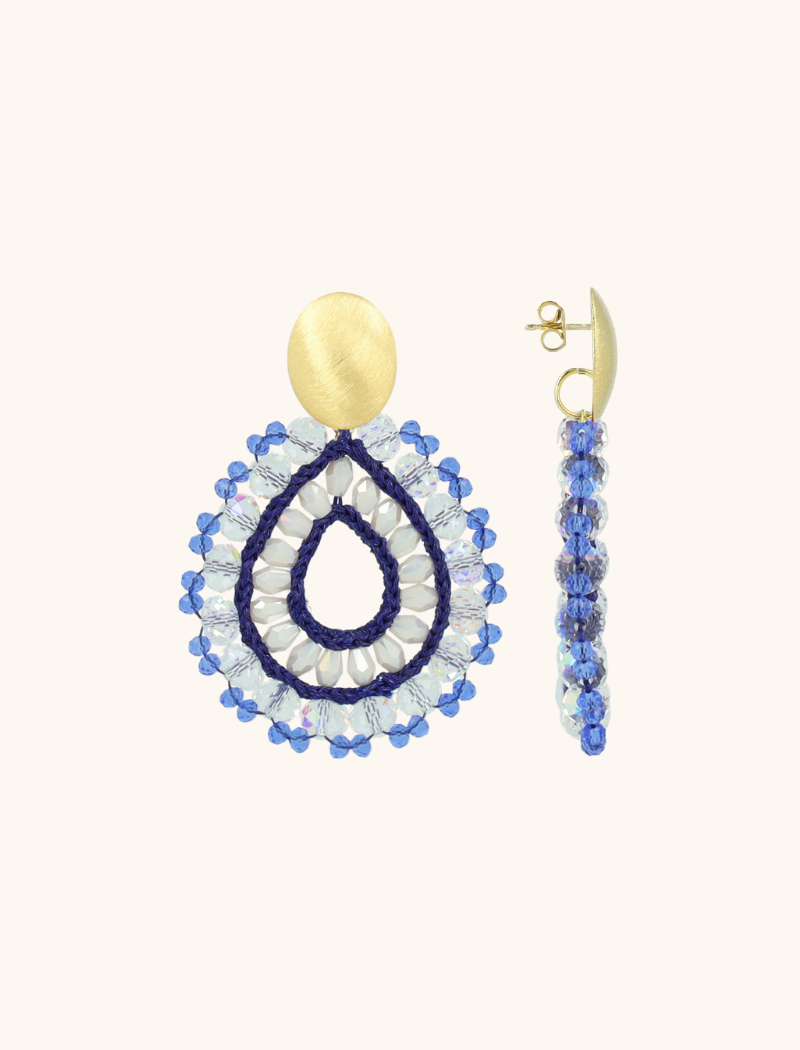 Blaue Ohrringe Vos Open Drop L Irr. Stones  