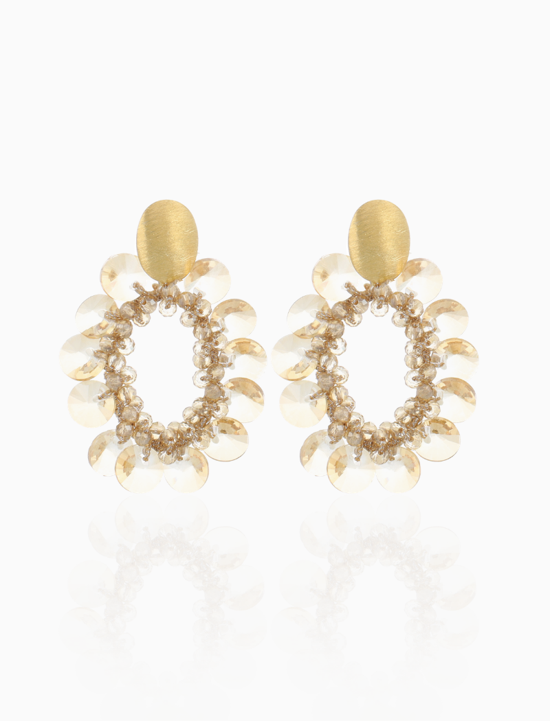 Aurelia – Oval Thick Sequins Oorbellen S – Champagne