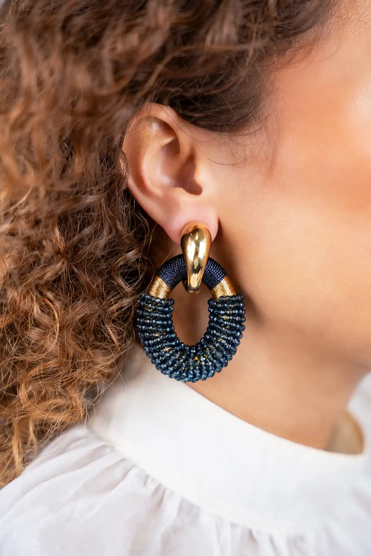 Elemental Blue Earrings Yara Combi Oval L