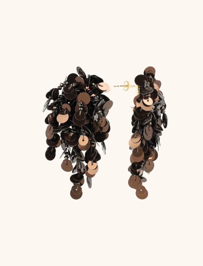 Metallic Bruine Oorbellen Annette Sequin Wild Waterfall Wide