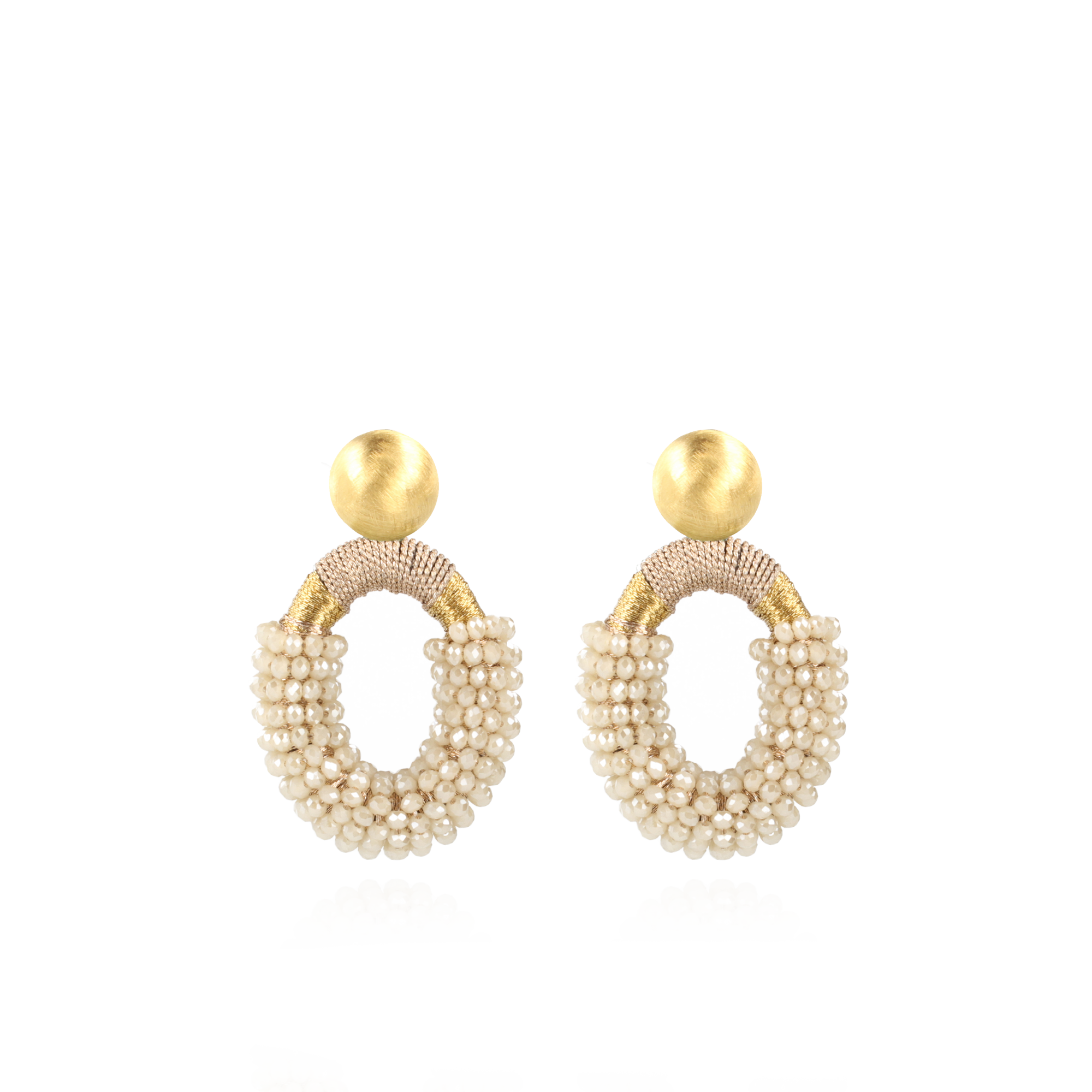 Beige Oorbellen Combi Oval M