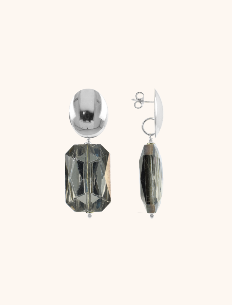 Mix Black Grey Earrings Rectangle M