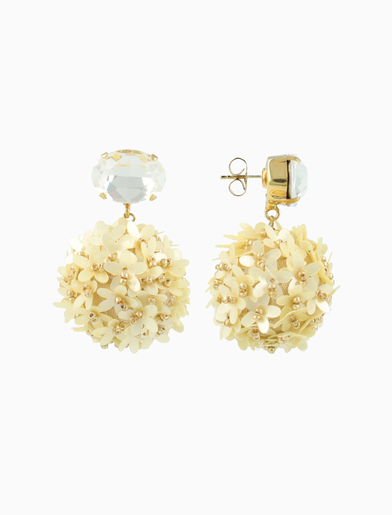 Champagne Oorbellen Daisy Globe L Flower Strass