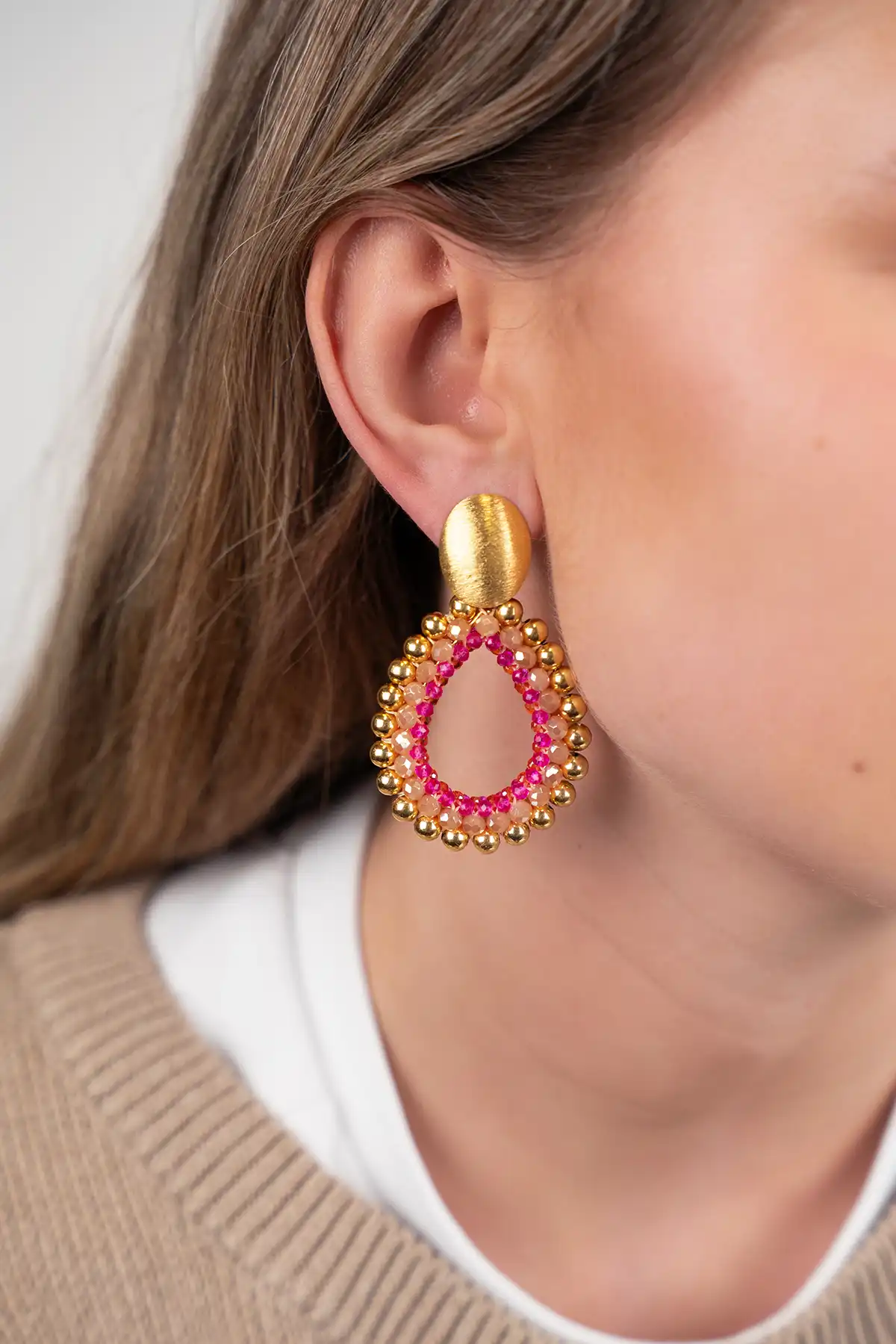 Fuchsia Tangerine Oorbellen Nouk Druppel Deluxe L