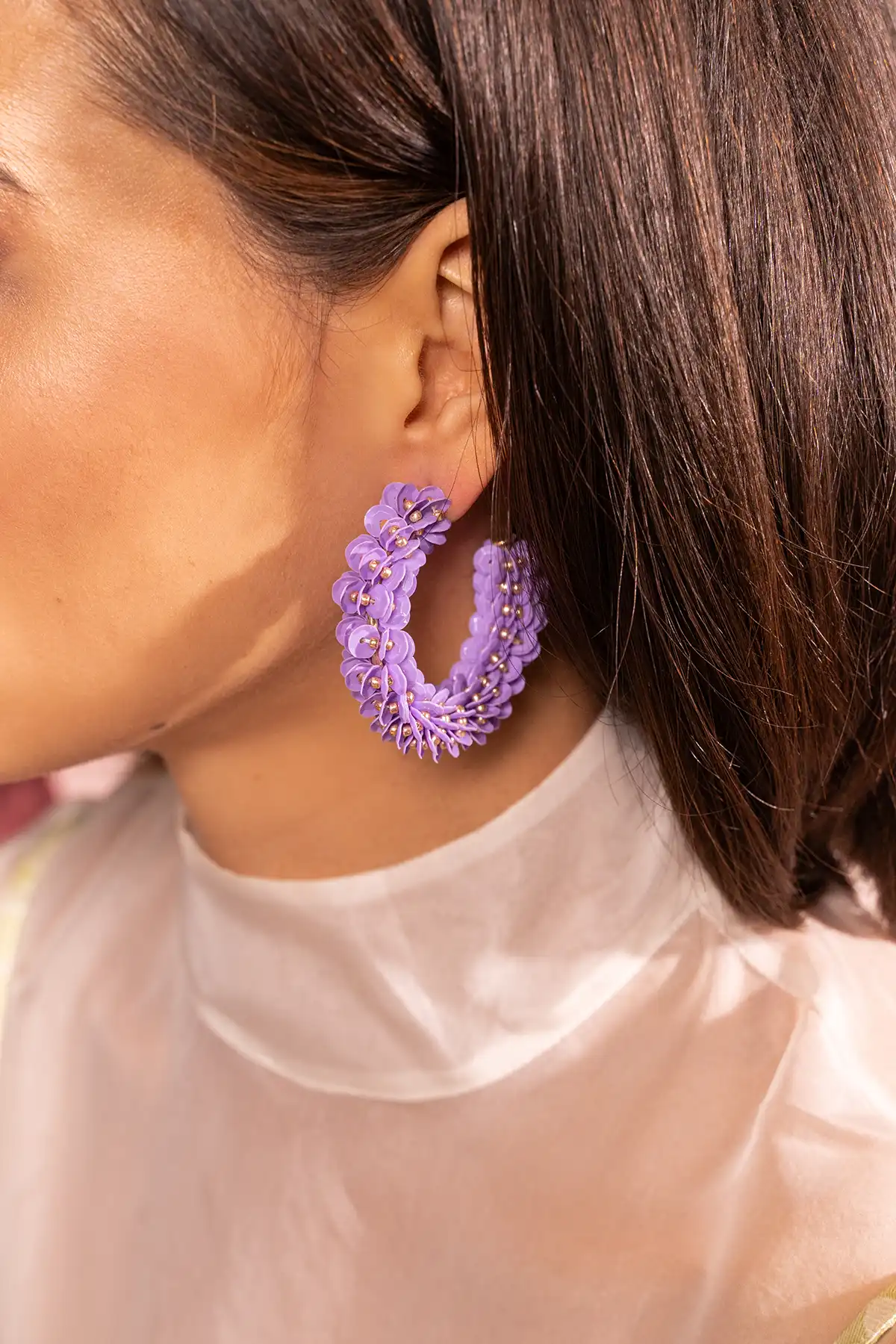 Lilac Earrings Sequin Creole L 
