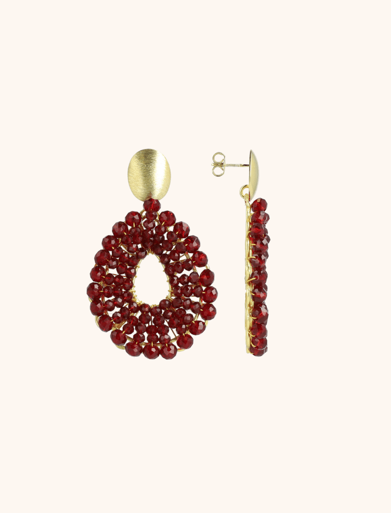 Bordeaux Oorbellen Babs Open Drop S