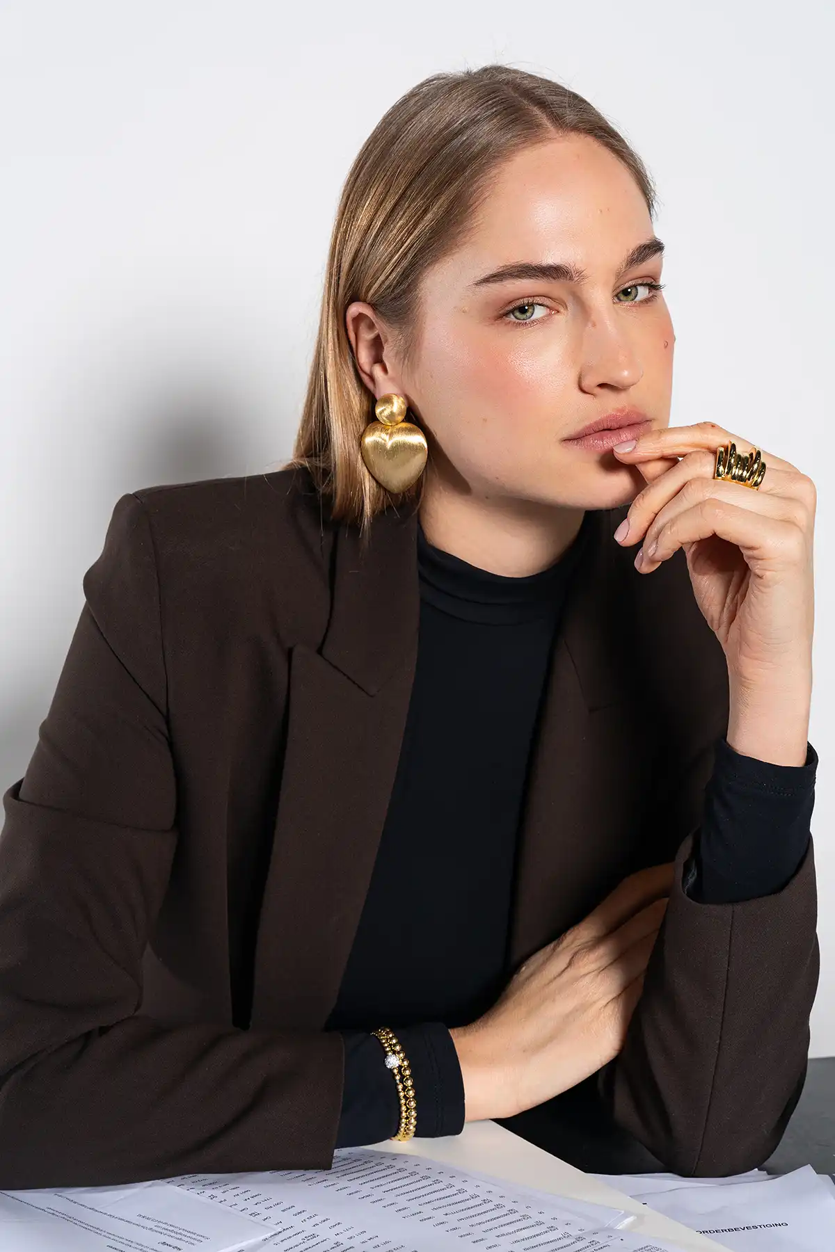 Klassisch Ohrringe Geburstet Herz L