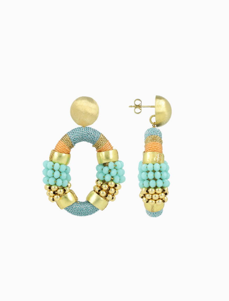 Blauwe Oorbellen Caroline Premium Combi Oval M