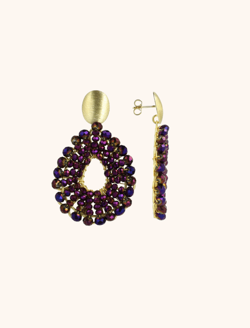 Metallic Purple Earrings Babs Open Drop S