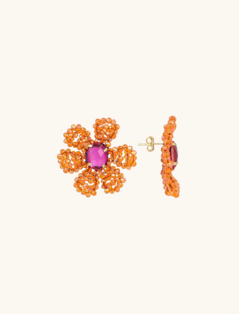 Oranje Oorbellen Madelief Blooming Flower M
