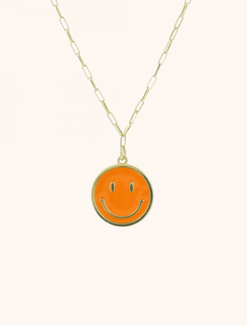 Smiley necklace enamel orange