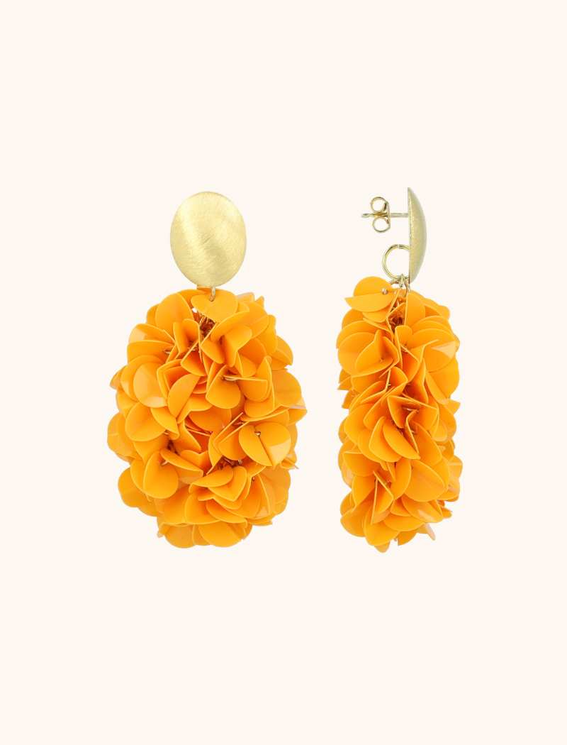 Oranje Oorbellen Sas Sequin Oval M