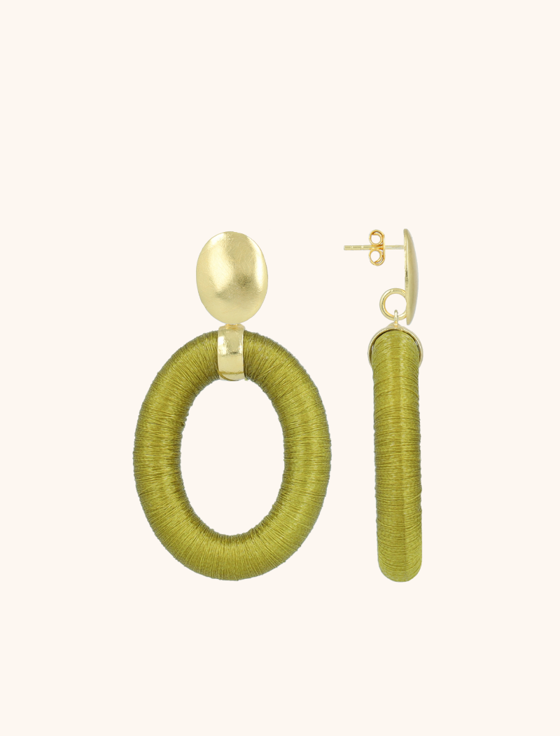 Groene Oorbellen Faye Oval with Bead Threated Slott-theme.productDescriptionPage.SEO.byTheBrand