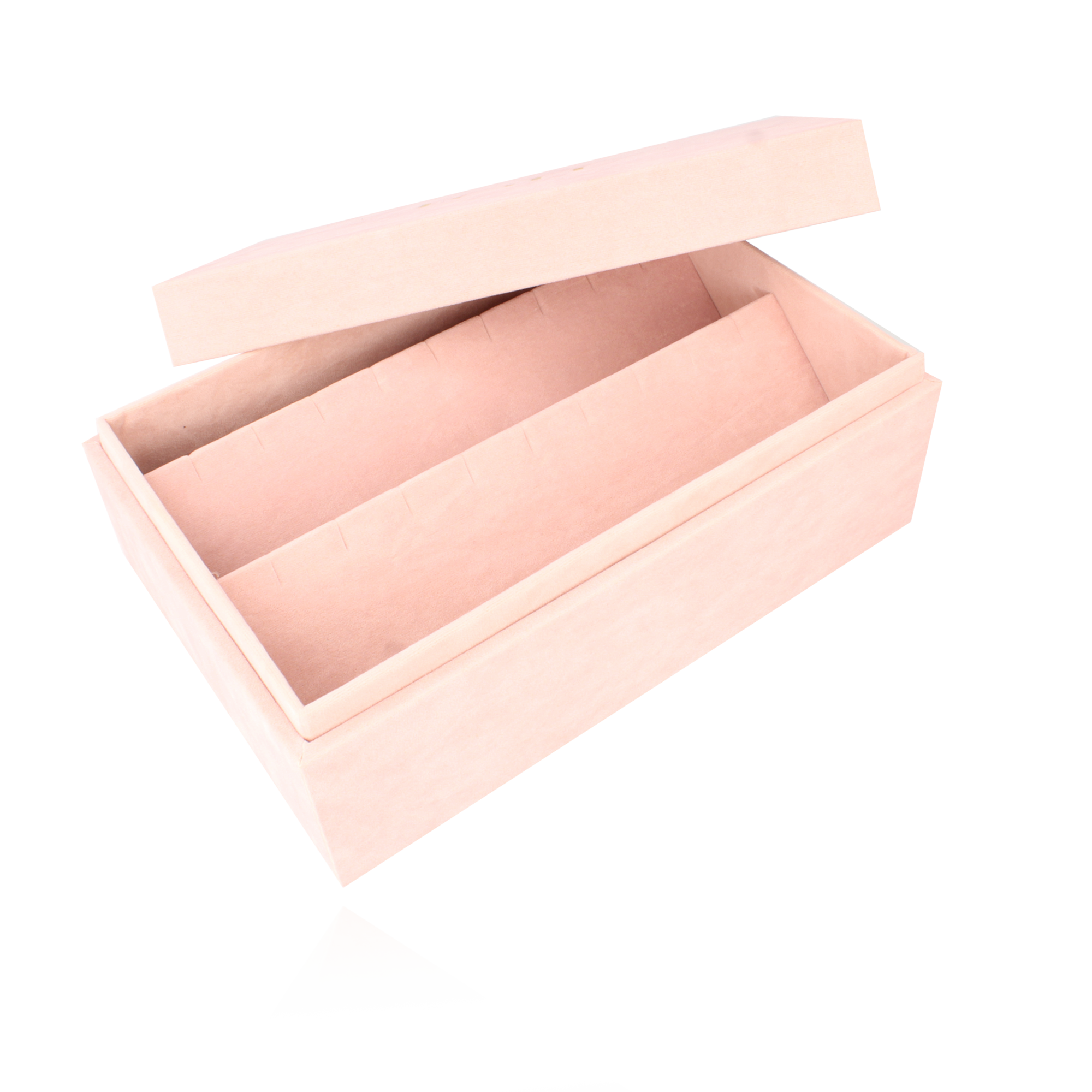 Roze velvet sieradenbox 9 paar - M