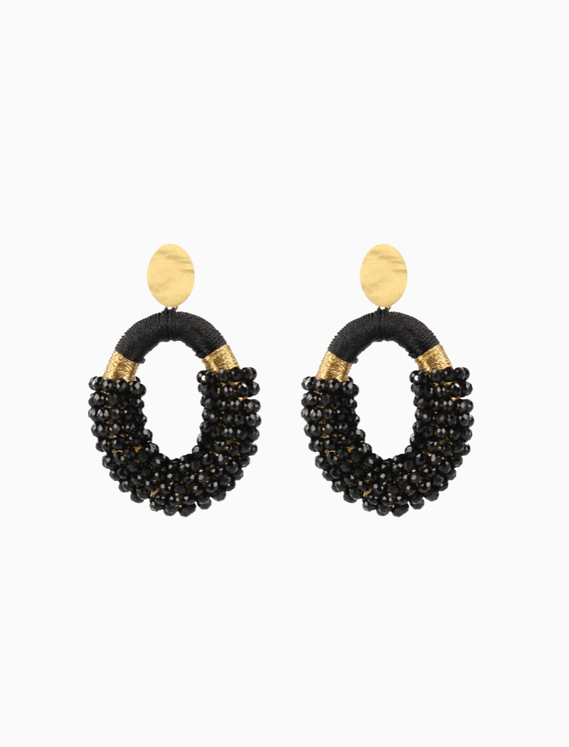 Zwarte oorbellen Yara ovaal M