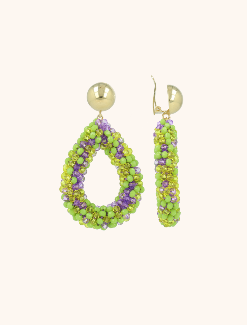 Lime Purple Mix Oorbellen Berry Clip druppel L