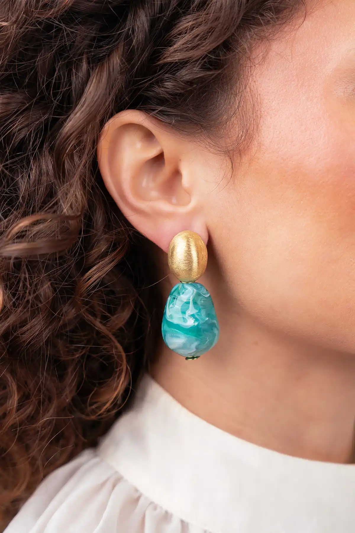 Green Earrings Irregular Stone L Bailey