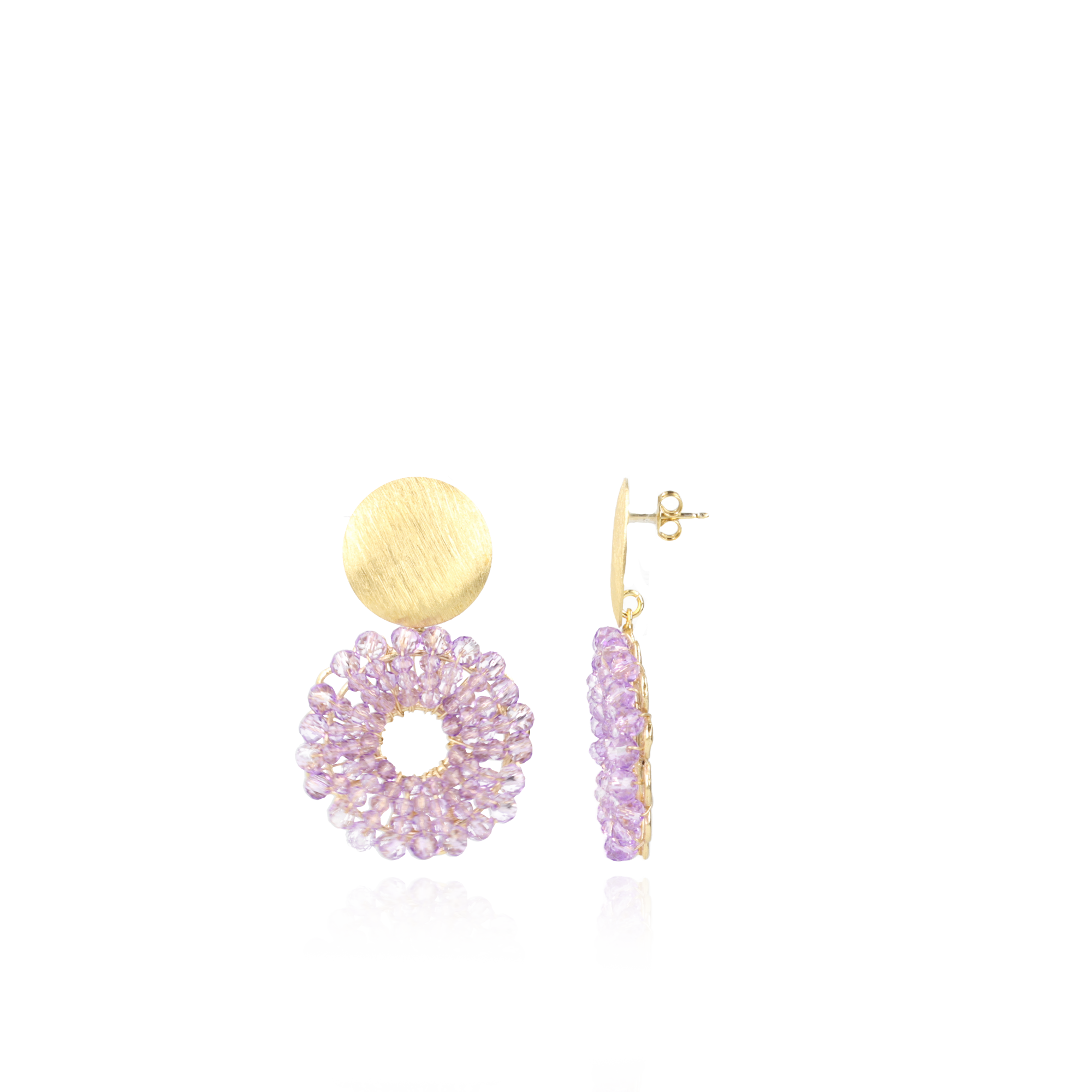 Light Purple Earrings Poppy Round S