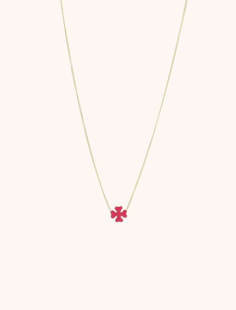 Symbool ketting klaver fuchsia