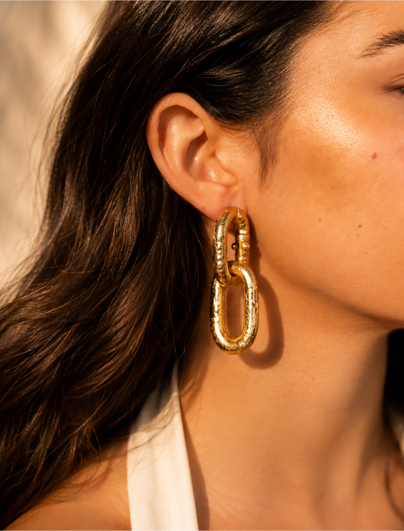 Gold Colored Earrings Clarissa Double Link Oval