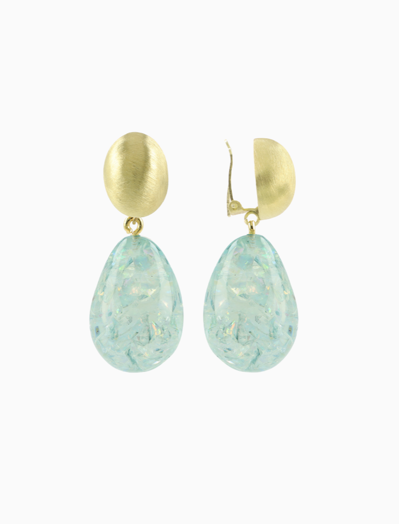 Turquoise Oorbellen Merel Ovaal Druppel Clip