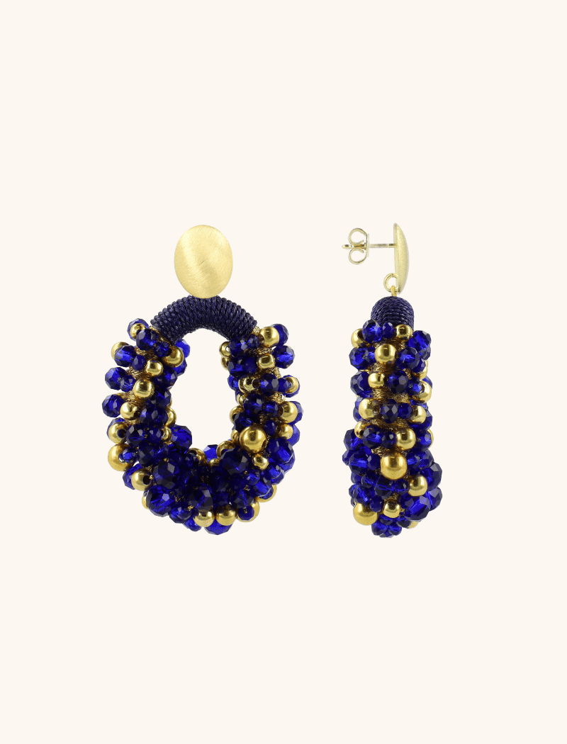 Blue Earrings Combi Oval M Irregular Stones Ophelia