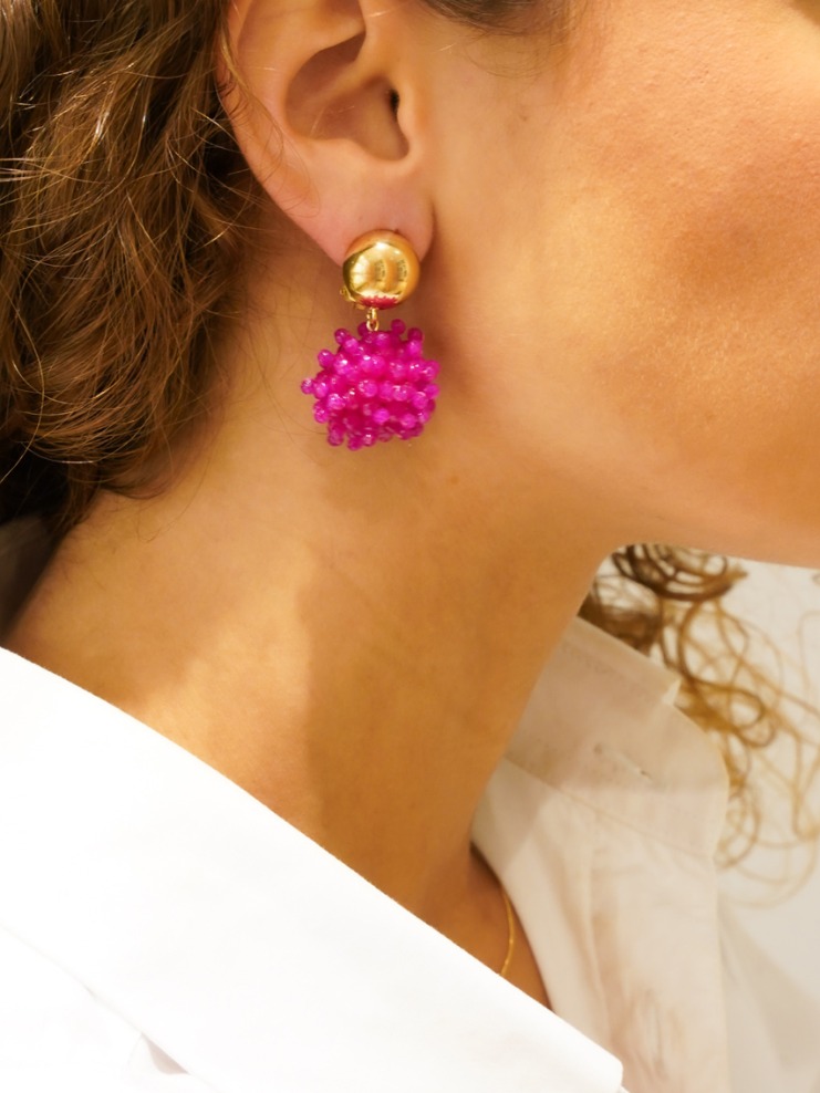 Fuchsia Oorbellen Clip Louise Glassberry Globe S Double Stones Tonal