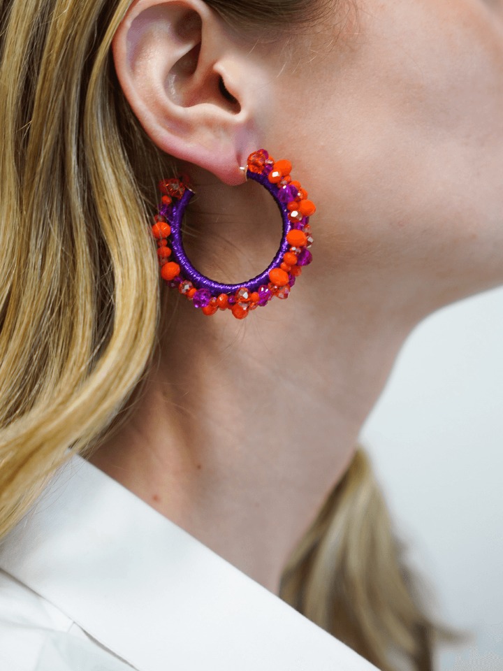 Mixed Fuchsia Earrings Brecht Glassberry Creole