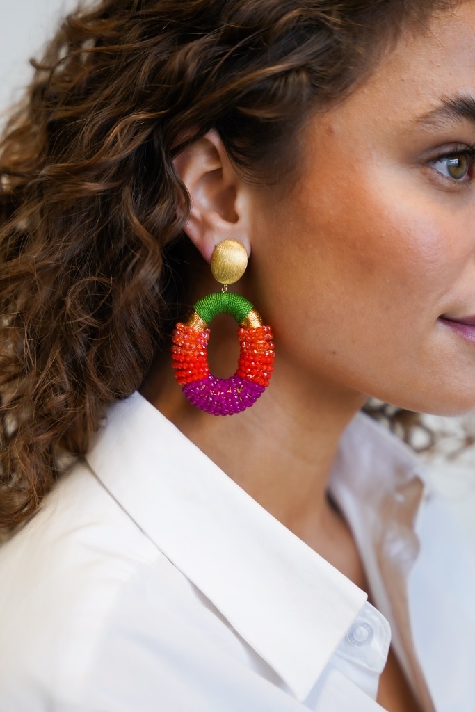 Fuchsia Earrings Clip Yara Glassberry Oval L