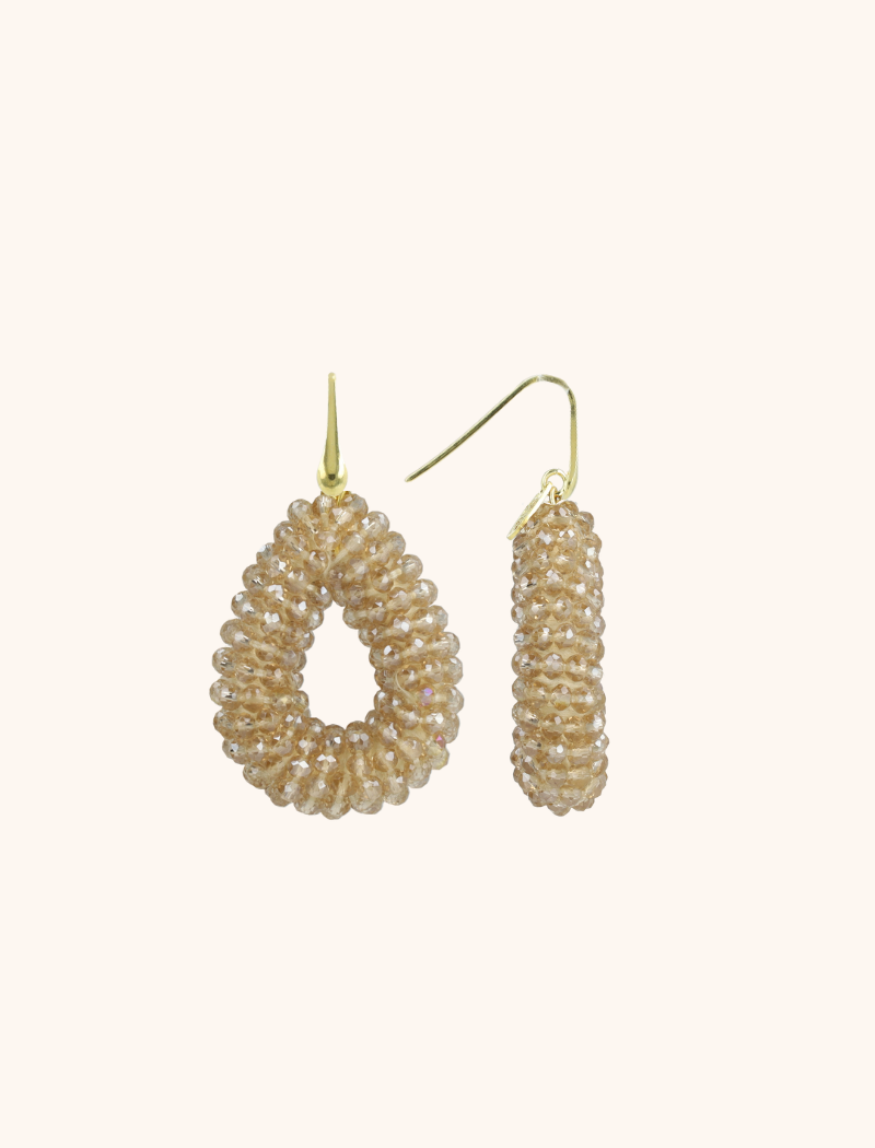 Champagne oorbellen Berry glassberry druppel S