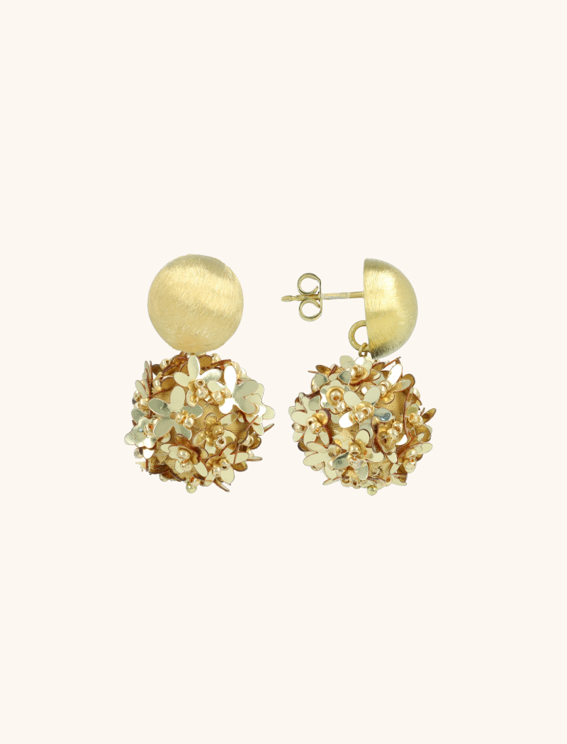 Gouden Sequin Oorbellen Daisy Flower Globe M