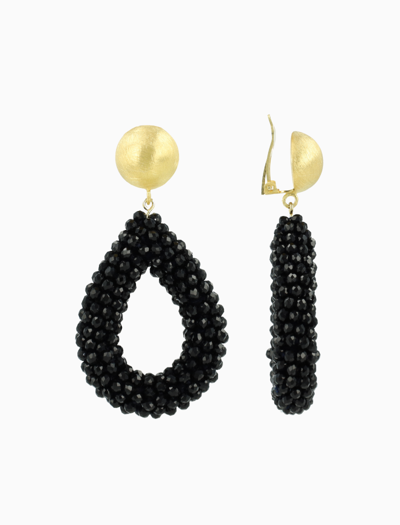 Schwarze Ohrringe Tropfen L