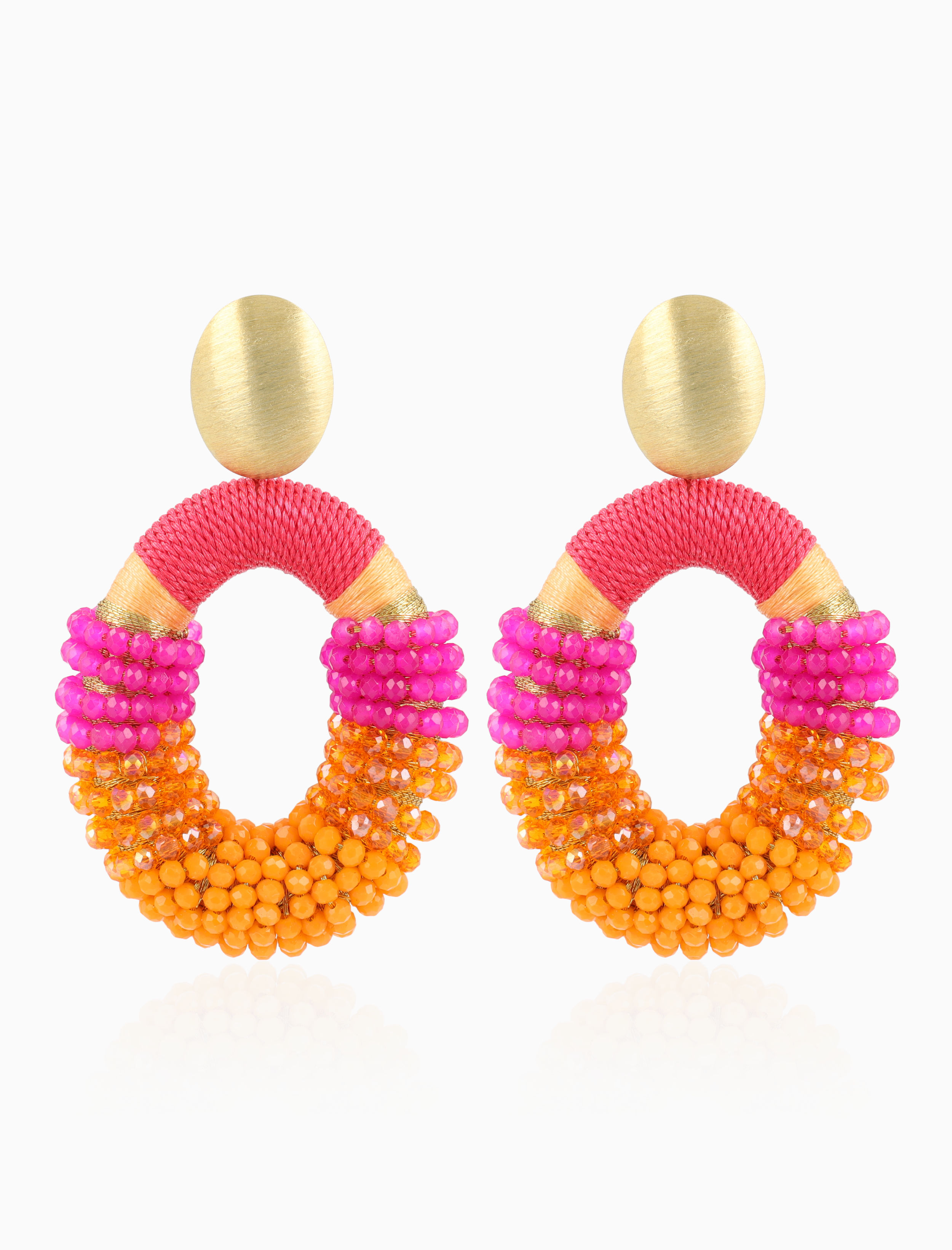 Fuchsia Oorbellen Yara Combi Oval L