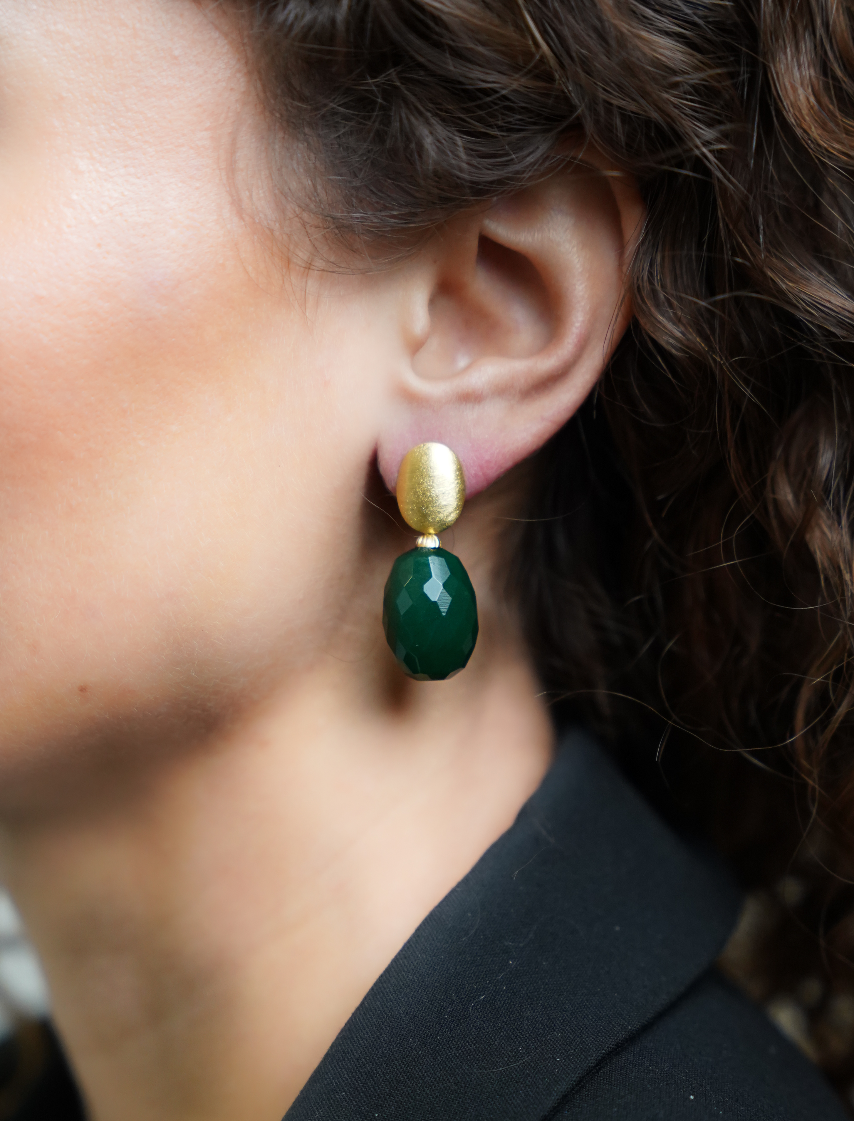 Dark Green Earrings Romijn Quartz M