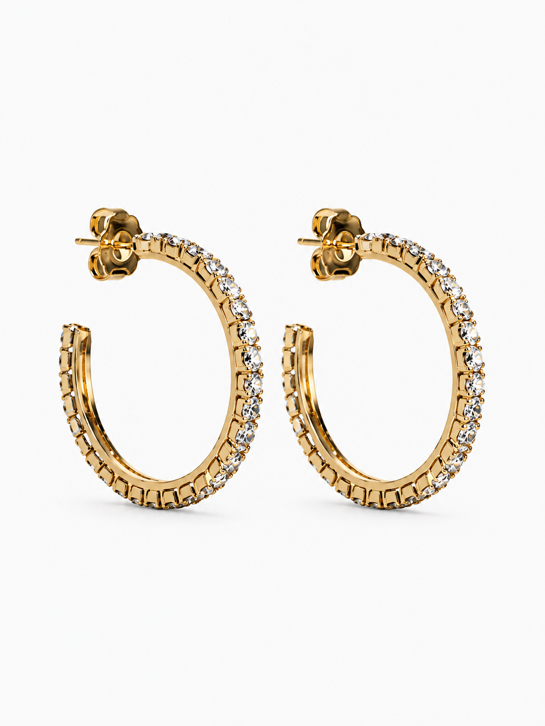 Gold Colored Earrings Creole Fine Stones M Noor