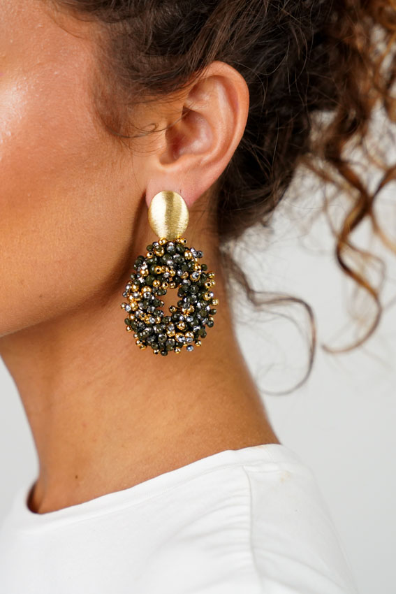 Green Earrings Katie Double Stones Oval M