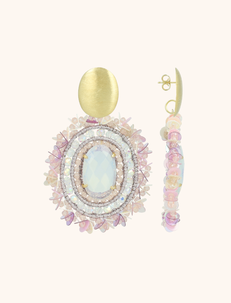 Kristall Rosa Ohrringe Venna Filled Oval Sequins L  