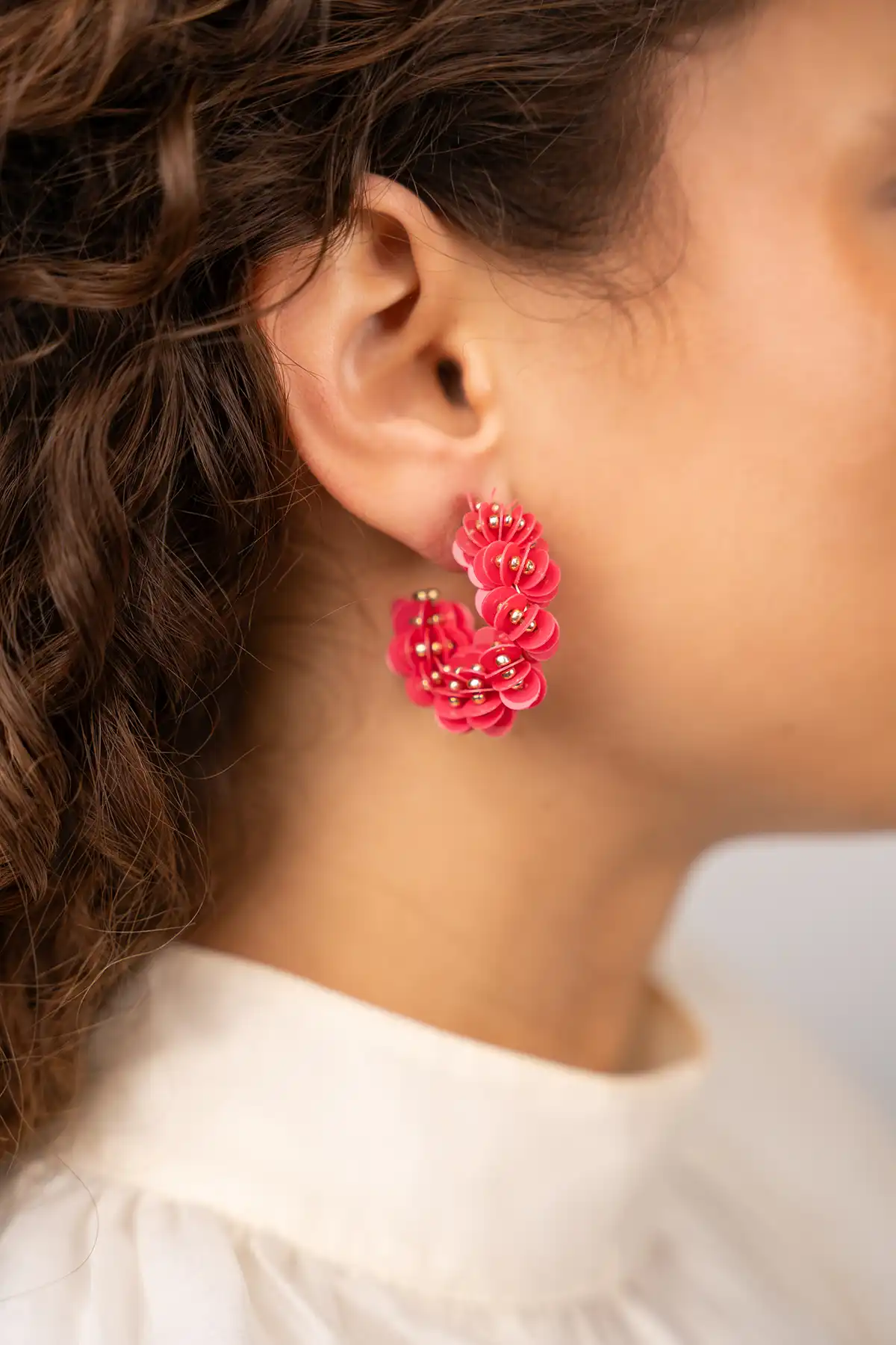 Coral earrings sequin creole S