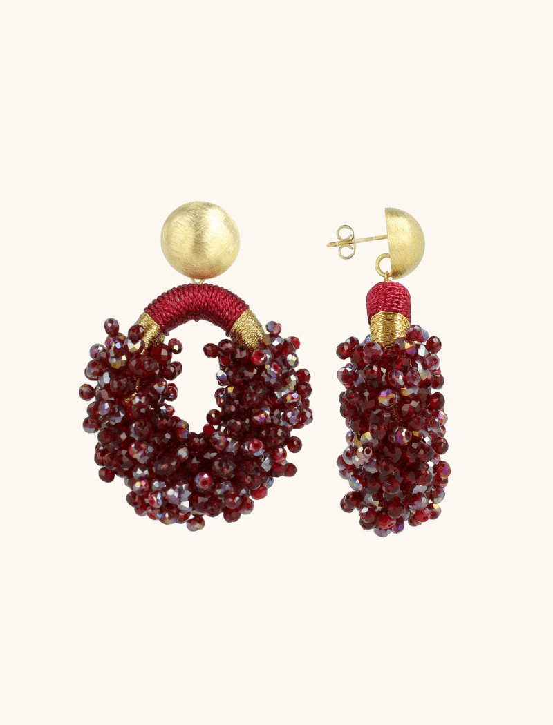 Bordeaux Oorbellen Eve Ovaal Double Stones M